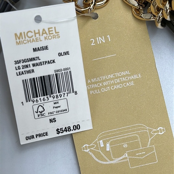 Michael Kors Maisie Lg Pebbled Leather 2-in-1 Sling Fanny Pack Waist Bag Belt - Picture 4 of 16